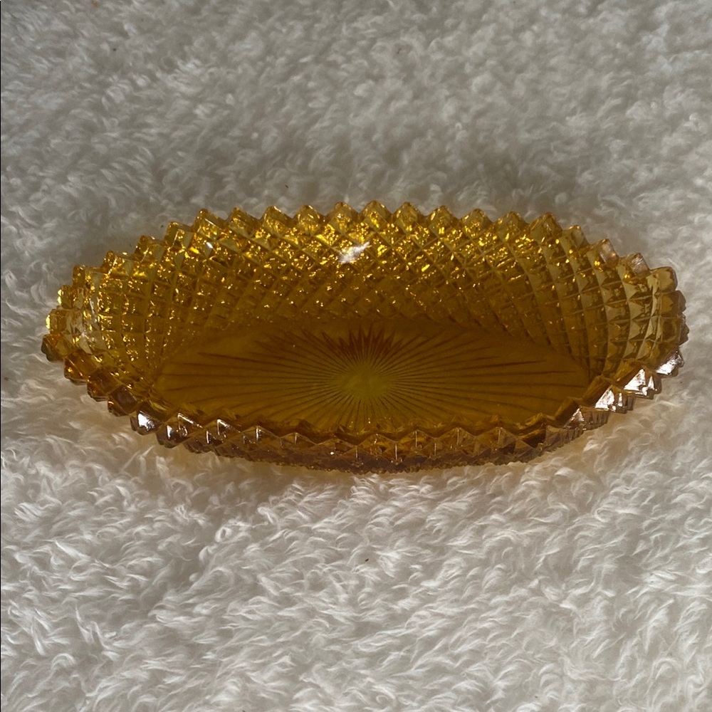 Vintage Amber Glass Trinket Dish